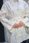 Women's Front Tie Kimono Cream - 5