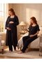 New Season Black Muslin Fabric Button Detailed Design Short Sleeve 100% Cotton Maternity Maternity Dressing Gown Pajama Set 3-Piece Set - 2