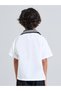 Boys off White Graphic Print Contrast Collar Oversized Shirt - 5