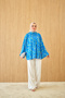 Women's Small Floral Pattern Blouse Blue - 4
