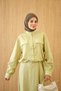 Women's Hidden Pocket Detail Elastic Waist Jacketed Zero Sleeve Dress Green - 3