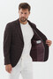 Rocco Men's Burgundy Mono Collar Plaid Slim Fit Polyviscon Fabric Sports Blazer Jacket - 6