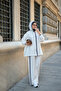 Women's Front Stripe Detailed Zippered Hooded Set White - 3