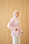 Women's Floral Bead Embroidered Striped Shirt Pink - 2