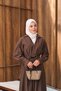 Women's Belted and Pleated Detail Shirt Collar Dress Brown - 3