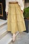 Women's Front Gathered Detail Elastic Waist Skirt Fat Green - 2