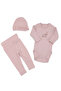 Baby Girl Lilac Floral Printed Bodysuit Beret 3 Piece Set