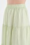 Women's buckle detailed lined belt elastic design long skirt - 7