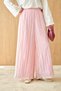 Women's Wide Waist Elastic Lined Wrinkled Loose Trousers Pink - 4
