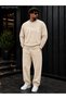 Men's Fearless Slogan Printed Crew Neck Regular Fit Men's Tracksuit Set / Straight Leg Bottom