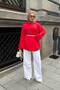 Women's Stitching Detailed Basic Sweatshirt Red - 3