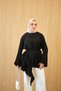 Women's Volan Detail Lace-Up Tunic Black - 3