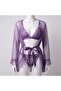 Polka Dot Tulle Dressing Gown Panties Lace Bra Nightgown Set - 2