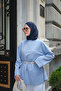 Women's Stitching Detailed Basic Sweatshirt Blue - 2
