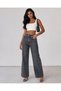 Women's Snow Black High Waist Pre-Processed Full Fit Wide Leg/Loose Leg Denim Jeans Pants