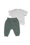Baby Boy Gray Green Muslin Pants and Tiger Printed 2-Piece Set - 2