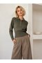 Women's Polo Collar Waist-Fitted Knit Sweater
