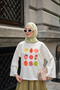 Women's Fruit Printed Crew Neck Bodysuit Ecru - 4