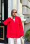 Women's Side Tie Detailed Double Pocket Jacket Red - 4