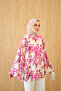 Women's Leaf Patterned Blouse Fuchsia - 4