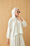 Women's Hooded Two-Piece Set with Elastic Waist and Cuffs, White - 4