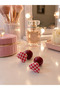 Women's Red Plaid Heart Earrings - 2