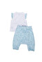 Girl baby white aqua green heart Printed leaf patterned 2-piece set - 2