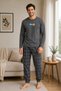 Men's Interlock Long Sleeve Cotton Plaid Bottom Pajama Set - 3