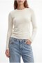 Ecru Women's Long Sleeve Basic Body Flexible Cotton Slim Fit Casual Blouse