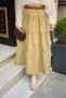 Women's Front Gathered Detail Elastic Waist Skirt Fat Green
