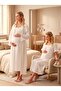 New Season Ecru Muslin Fabric Buttoned Breastfeeding Compatible Design Short Sleeve 100% Cotton Maternity Pajamas Nightgown Set - 4