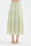 Women's buckle detailed lined belt elastic design long skirt - 4