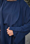 Women's Belted Long Draped Three-Piece Suit Navy Blue - 5