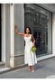 Women's White Buttoned Halter Neck Poplin Maxi Dress Yel221731 - 5