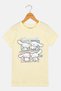 Kids Girl Graphic Print Short Sleeve T-shirt, Light Yellow - 2