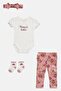 Toddlers Girl 4 Pcs Embroidered Bodysuit And Pants With Headband And Socks Set, Multicolor - 3