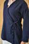 Women's Side Tie Kimono Navy Blue - 6