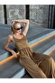 Women's Camel V-Neck Strappy Drawstring Jumpsuit Nj147 - 3