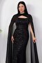 Strapless Neckline Beaded Shawl Detail Dress Etk503 - 2