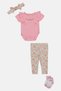 Toddlers Girl 4 Pcs Floral Print Bodysuit And Pants With Headband And Socks Set, Multicolor - 2
