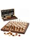 2 in 1 Magnetic Wooden Chess and Checkers Board Game Set, 15" Folding Chess Boards with 2