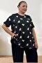 67809 Large Size Top Patterned Combination Milan-Modal Pajama Set - Teddy Bear Patterned - 2