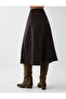 Bitter Brown Waist Zippered A-Line Cotton Tencel Midi Skirt - 5