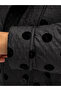 Plus Size Polka Dot Embossed Textured Wide Collar Buttoned Pocket Women's Coat - 7