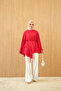 Women's Volan Detailed Lace-Up Tunic Red - 5