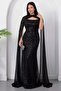 Strapless Neckline Beaded Shawl Detail Dress Etk503 - 5