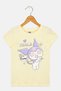 Kids Girl Crew Neck Short Sleeve Kuromi Print T-Shirt, Light Yellow - 2