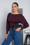 Women's Plum Boat Neck Waist-Slit Blouse Pc7003 - 4