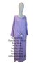 Women's Lilac / Light Purple Wooden Buckle Detailed 100% Linen Textured Maxi Length Top and Bottom Set with Pockets - 3