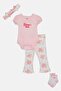Toddlers Girl 4 Pcs Graphic Print Bodysuit And Pants With Headband And Socks Set, Multicolor - 4
